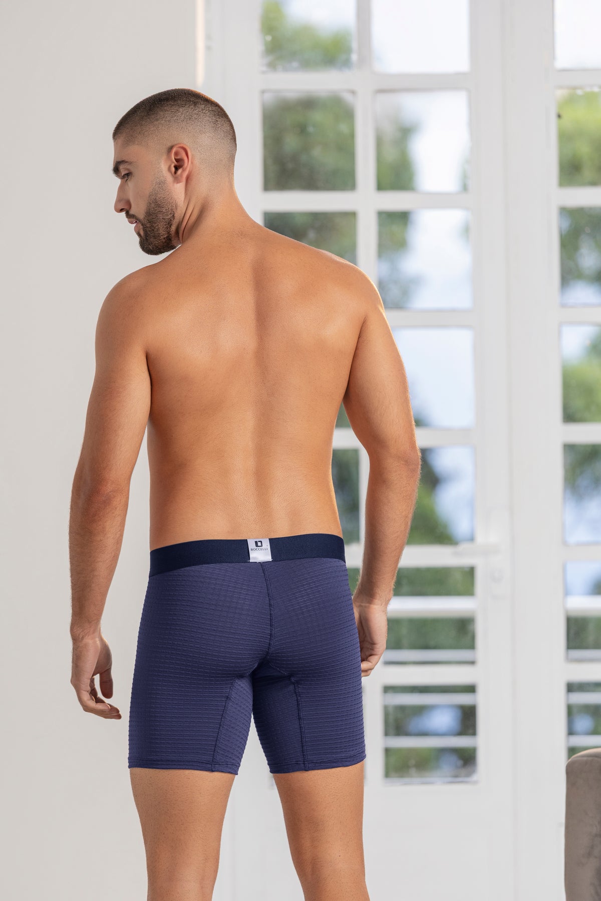 Bóxer Medio Jacquard Azul