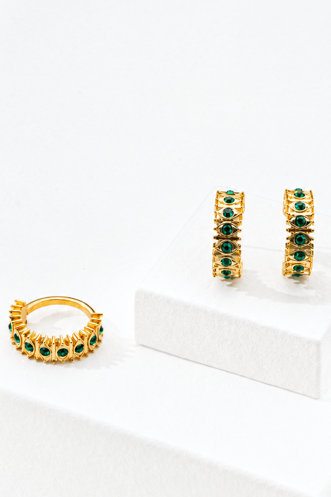 Conjunto 2 Piezas, Anillo Argollas Dorado